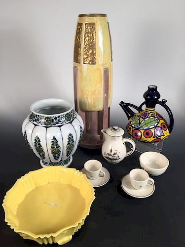A collection of Wiener Werkstätte and other Austrian ceramics, an Amphora water pourer decorated wit