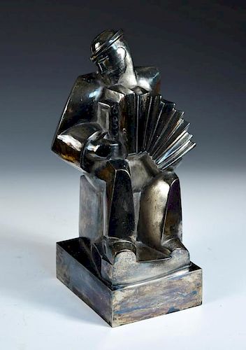 Accordeoniste', a bronze model after the original by Jan and Joël Martel, French (1896-1966), the si