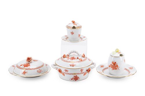 4PC HEREND RUST CHINESE BOUQUET, SMALL SERVING