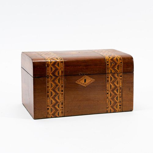 LATE 19TH C. ENGLISH PARQUETRY INLAID DOME BOX