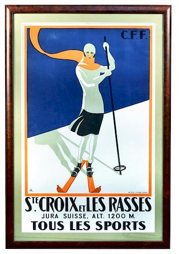 R. H., Ste. Croix-Les Rasses, Jura Suisse, circa 1922, lithograph in colours, printed by E.Studer, Y