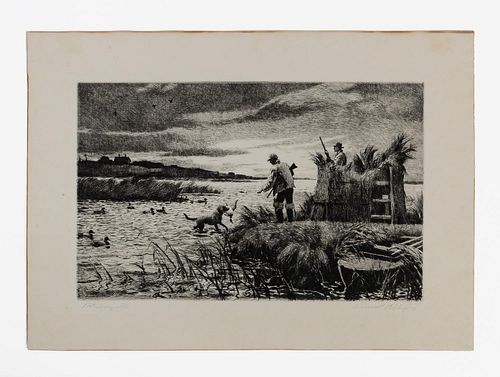 AIDEN LASSELL RIPLEY "RETRIEVING" FIGURAL ETCHING