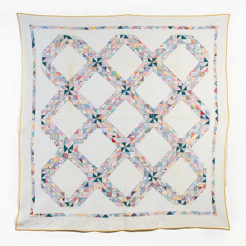 HAND QUILTED COTTON CROSSROADS QUILT