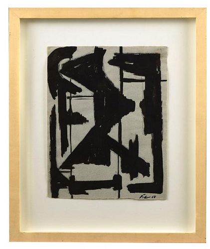 Herbert Ferber (American, 1906-1991) Untitled signed and dated lower right "Ferber '58" ink on grey