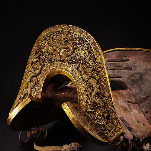 Qing: A Gilt Bronze Imperial Horse Saddle