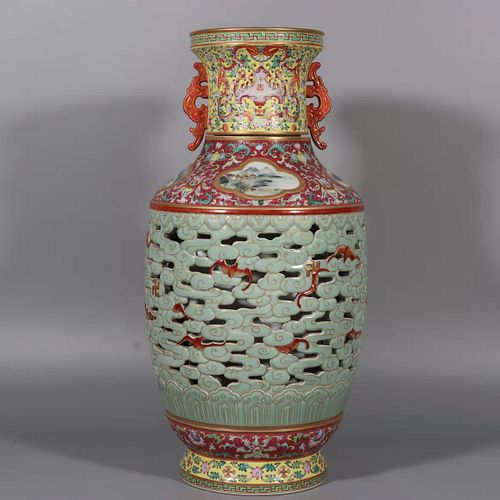 A Fencai Openwork Porcelain Vase
