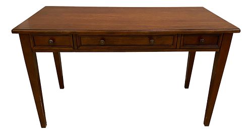 Bassett Hepplewhite desk with three drawers, 52" x 24" x 30.5"