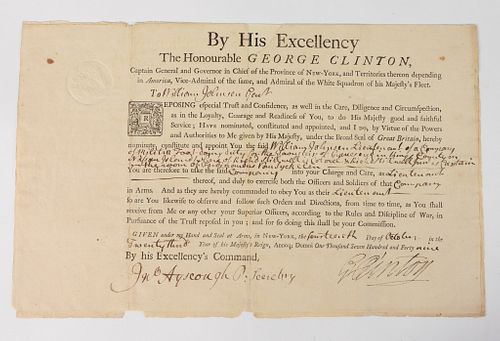 George Clinton-signed Militia Officers Commission