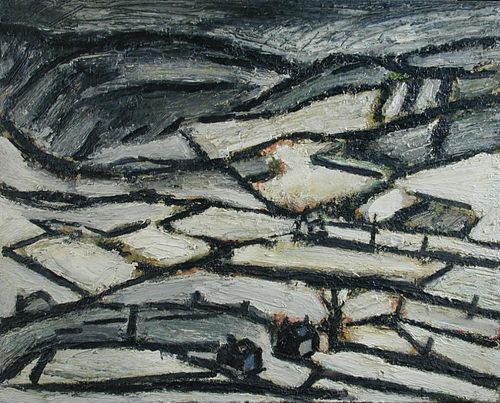 § Peter Prendergast (Welsh, 1946-2007) Snowdonia landscape signed on the reverse "P Prendergast" oil