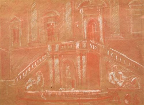 Christopher Wood (British, 1901-1930) Villa D'Este red chalk 23 x 31cm (9 x 12in) <br>Provenance: Th