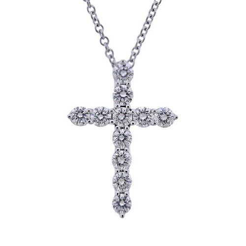 Tiffany &amp; Co Platinum Diamond Cross Pendant Necklace