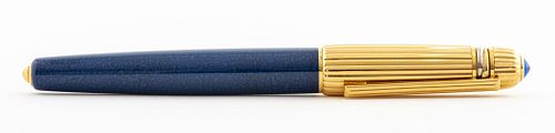 Cartier 'Pasha' Gold Plated & Blue Lacquer Pen