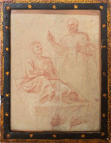 Old Master Drawing Red Chalk on Paper Drawing