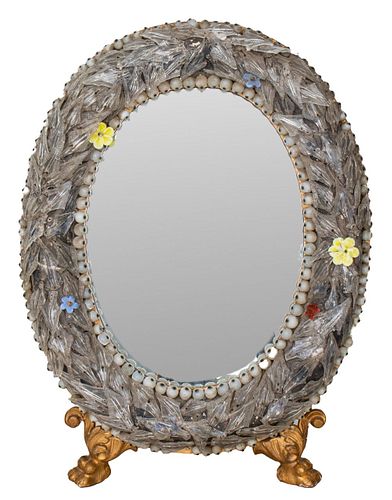 Antique Murano Glass Venetian Mirror w/ Stand