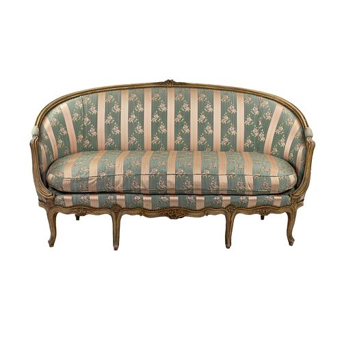 Antique French Louis XV Style Silk Canape Sofa