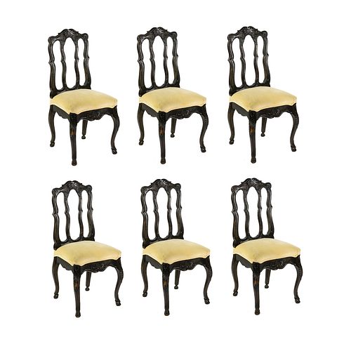 (6) French Provincial Carved Dining Chairs w Side Chairs