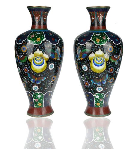 PAIR OF CHINESE ENAMEL AND CLOISONNE VASES