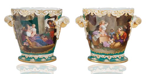 PAIR OF FRENCH SEVRES-STYLE PORCELAIN JARDINIÃˆRES