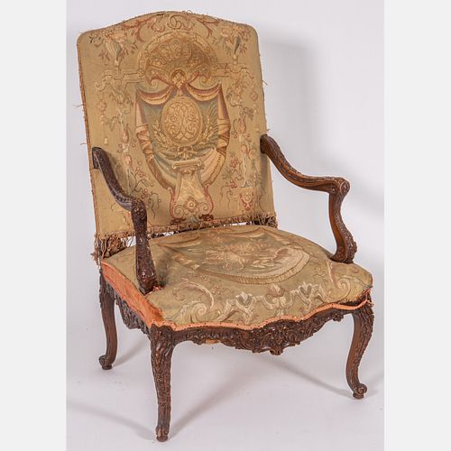 Italian Carved Walnut Rococo Style Armchair