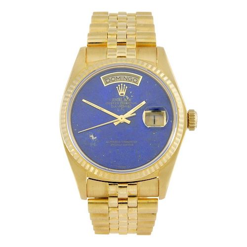 <p>ROLEX - a fine and rare gentleman's Oyster Perpetual Day-Date bracelet watch. Circa 1979. 18ct ye