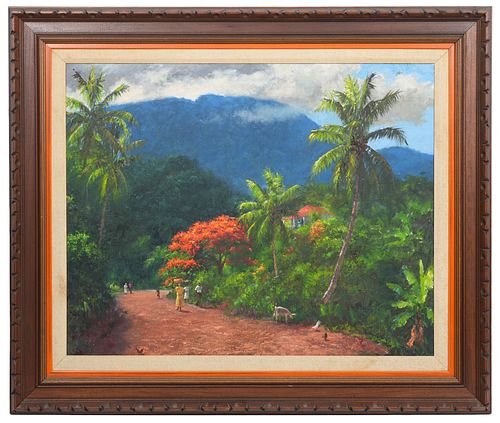 Beanie Backus 'Blue Mountain Jamaica' Oil Painting