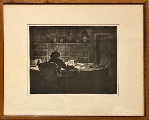 George A Bradshaw 1880-1968 "The Raven" circa 1936 dry point etching ,signed, image size 11.5" x 8.5"