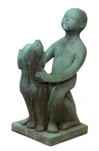 An American Bronze Garden Sculpture, Sylvia Shaw Judson Haskins Height 29 1/2 inches.