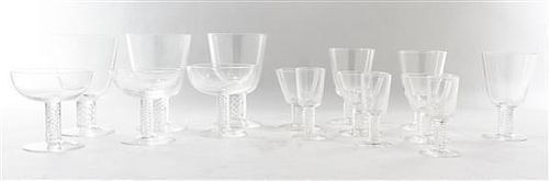 * A Set of Steuben Stemware Height of first 5 3/4 inches.