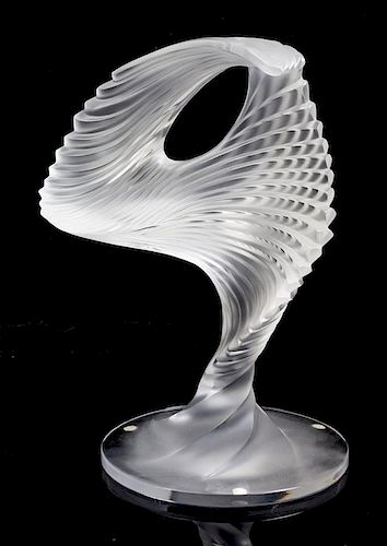 A Lalique Molded and Frosted Glass Sculpture Height 12 3/4 inches.