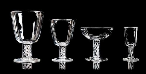 * A Set of Steuben Stemware Height of tallest 6 inches.