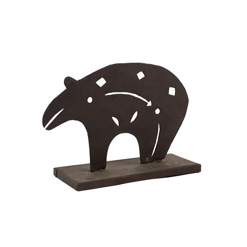 Zuni Bear Heartline Plasma Cut Steel Sculpture