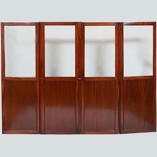 Directoire Style Mahogany and Glass Four-Panel Screen
