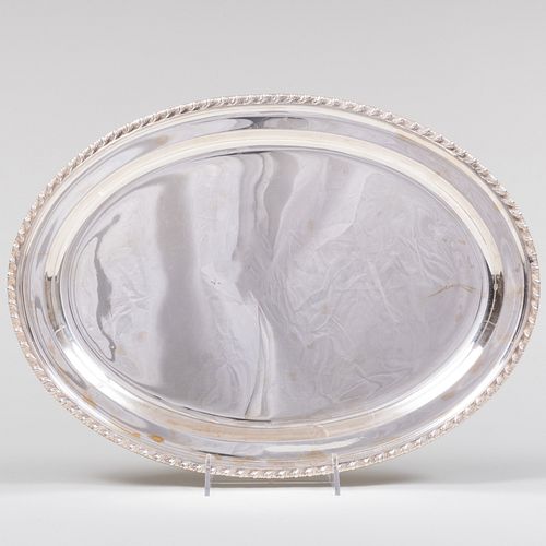 Tiffany & Co. Oval Silver Tray with Gadrooned Rim