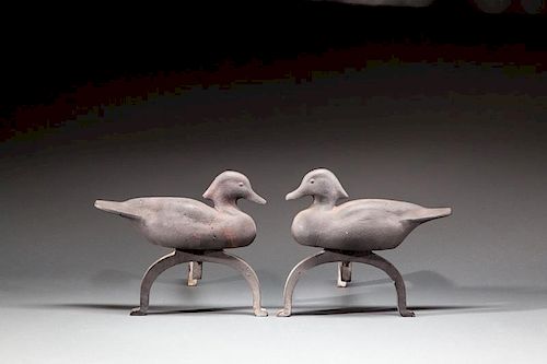 Wood Duck Andirons by Liberty Foundry (1910-1947)