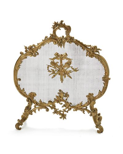 A French Louis XV-style gilt-bronze fire screen