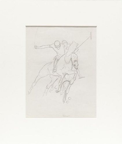 Paul Desmond Brown (1893-1958) Three Polo Pencil Drawings