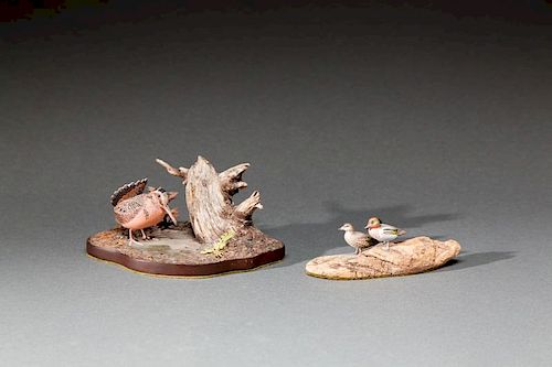 Miniature Woodcock and Green Winged Teal Pair by John A. Jarosz (1915-2008)