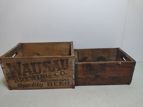 Two Wausau brewing crates