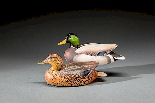 Miniature Mallard Pair by The Ward Brothers, Lemuel T. (1896-1984) and Stephen (1895-1976) by