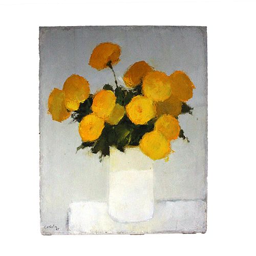 Bernard Cathelin, Oil on Canvas, Yellow Flowers