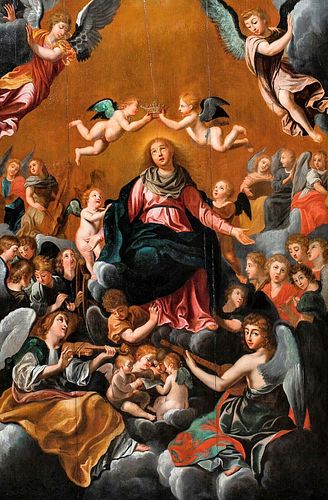 CORONATION OF THE VIRGIN MADONNA OIL PAINTING