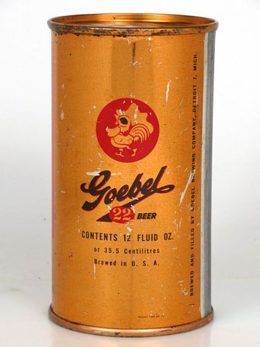 1956 Goebel 22 Beer Flat Top Can 71-02 Detroit Michigan