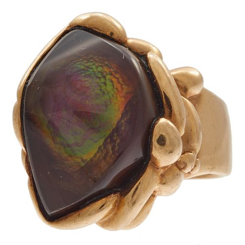 Fire Agate, 14k Yellow Gold Ring