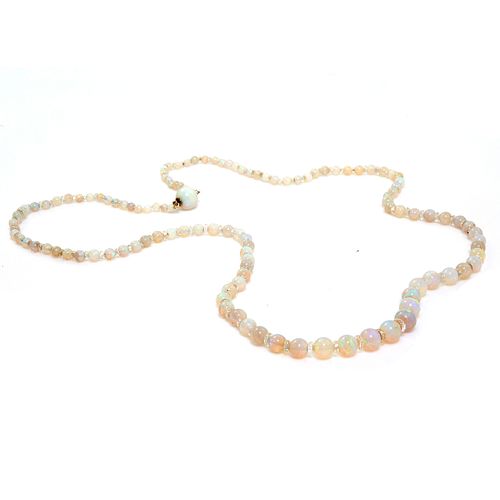Art Deco Opal, Rock Crystal, Bead Necklace