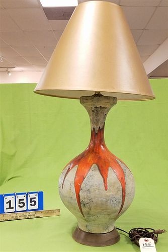 GLAZED POTTERY LAMP 31"