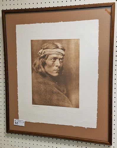 FRAMED PHOTOGRAVURE "A ZUNI GOVERNOR" FROM ORIG 1925 E CURTIS PHOTO BY SUFFOLK ENG CO, CAMBRIDGE MASS 23 1/2" X 19"