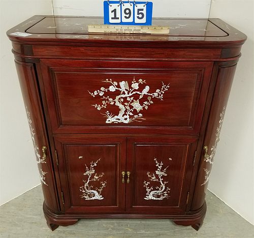 CHINESE MOP INLAID BAR CABINET 42"H X 36"W X 18"D CLOSED