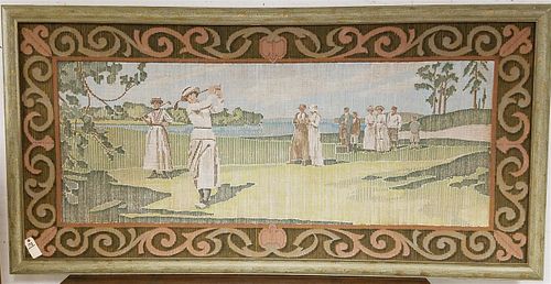 FRAMED PAINTING ON CANVAS WOMEN GOLFING 42-1/2" X 91"