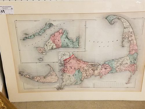 UNFRAMED VINTAGE MAP OF CAPE COD 17" X 26"