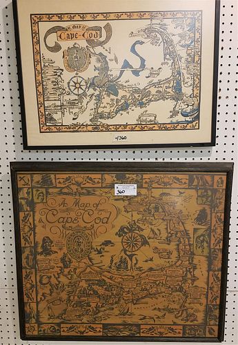 LOT 2 FRAMED ITEMS-MAP OF CAPECOD 23 1/2"H X 26 1/2"W & 17 1/2" X 23 3/4"